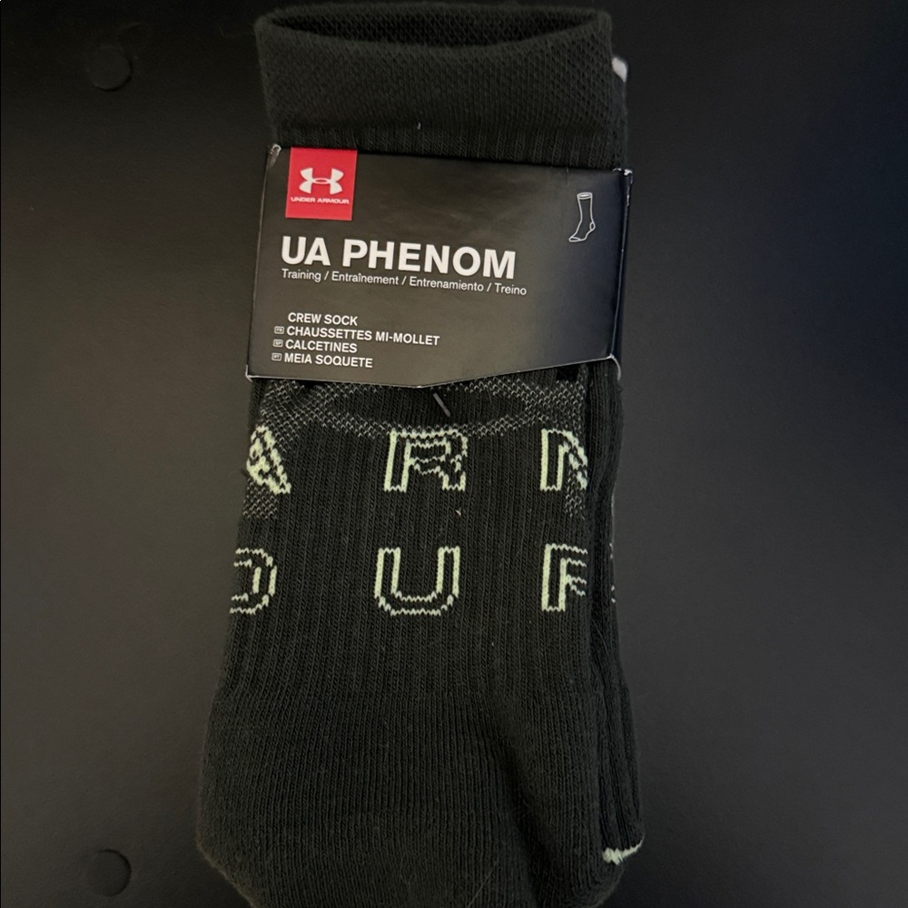 Under Armour 3 Pack UA Phenom Socks (Gray/Green/Highlighter Yellow)